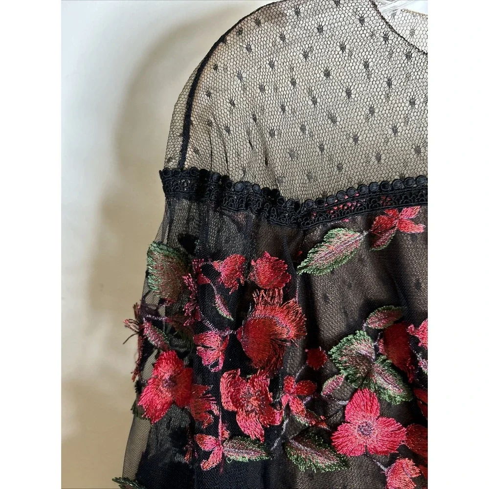 Marchesa‎ Notte Red Embroidered Tea Length Fit Flare Flower Dress Sz 6 NWT